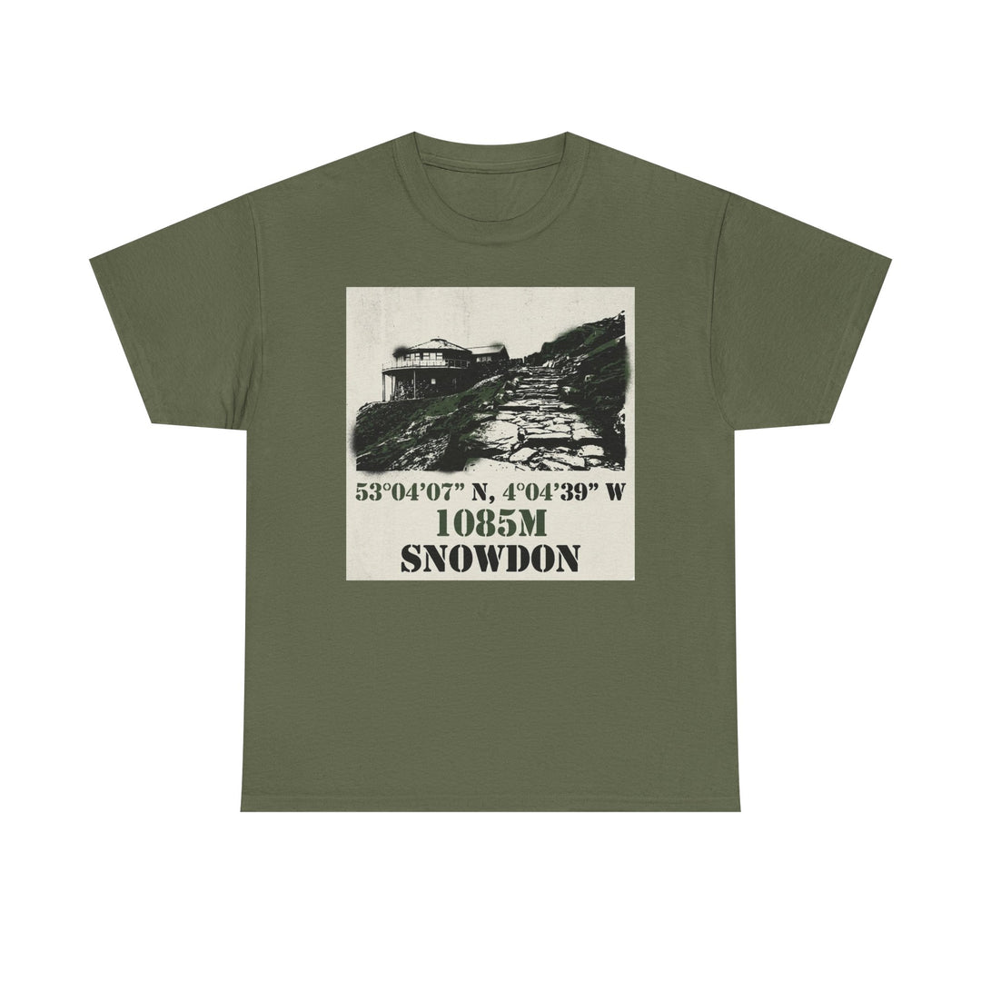 Snowdon 1085m Vintage Summit Tee — Mountain Coordinates Graphic T‑Shirt