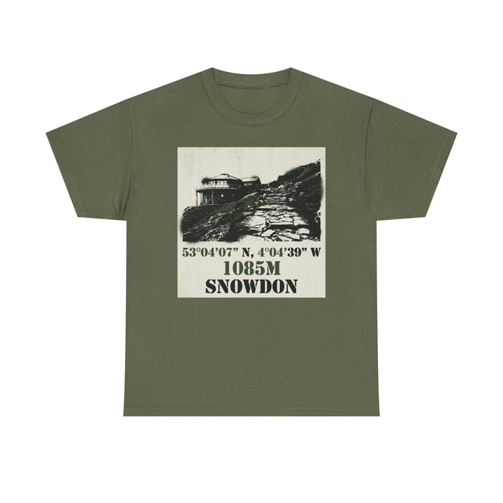 Snowdon 1085m Vintage Summit Tee — Mountain Coordinates Graphic T‑Shirt