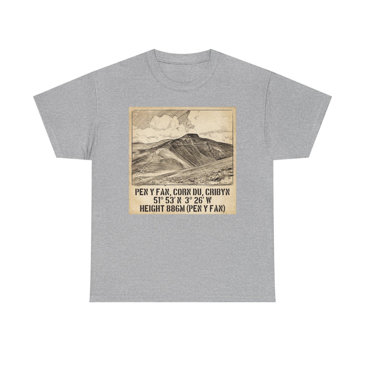Pen y Fan Summit Coordinates T-Shirt — Vintage Mountain Peak Tee