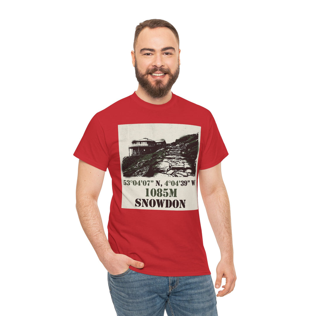 Snowdon 1085m Vintage Summit Tee — Mountain Coordinates Graphic T‑Shirt