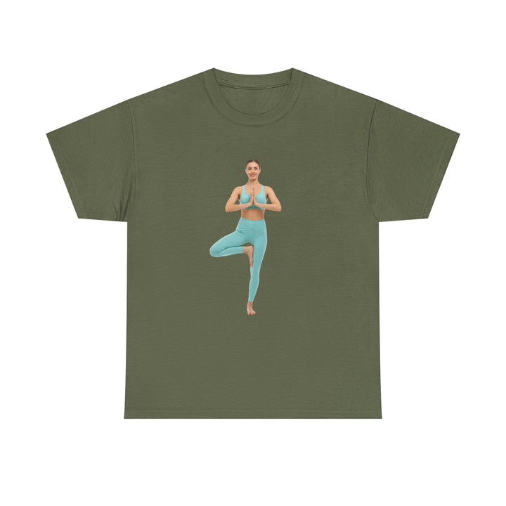 Yoga Pose Tee – soft, breathable cotton featuring a stylish yoga pose design. Perfect for yoga practice, meditation, or casual mindful lifestyle wear.