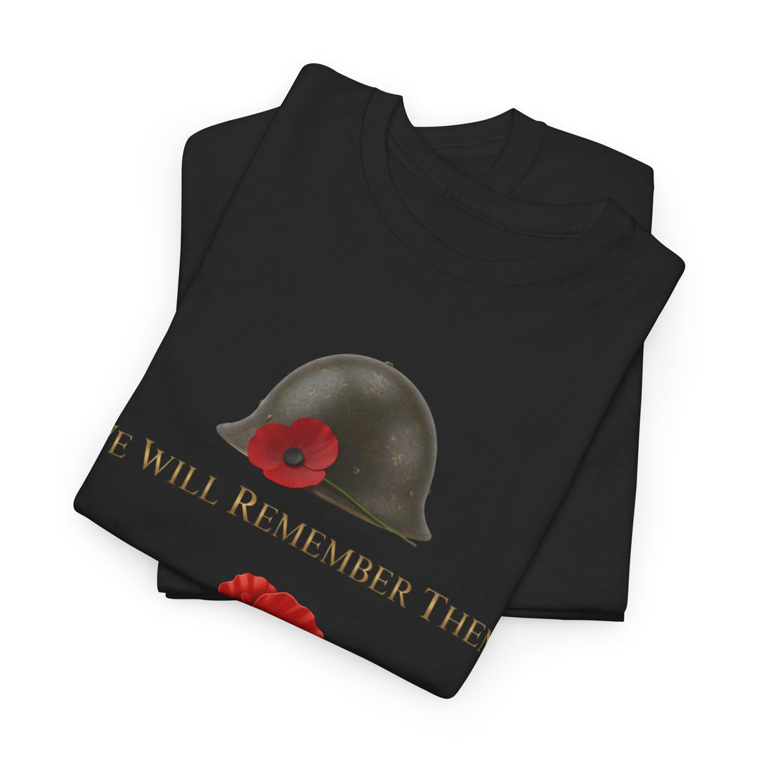 Poppy &amp; Helmet T-Shirt — Remembrance Floral Military Tribute Tee