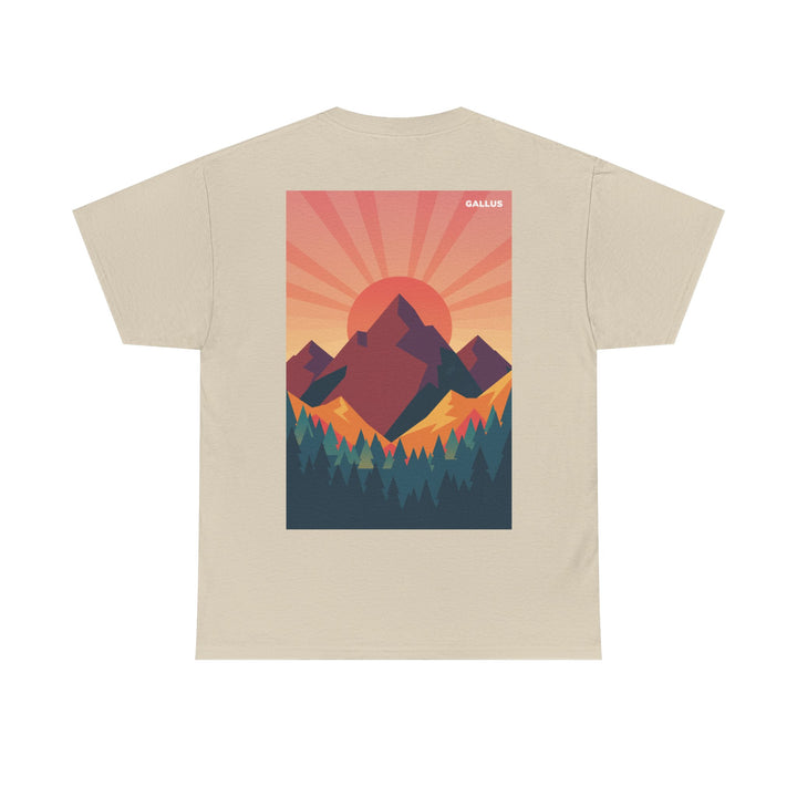 T-Shirt — Gallus Mountain Graphic Tee (Sunrise Landscape Back Print)