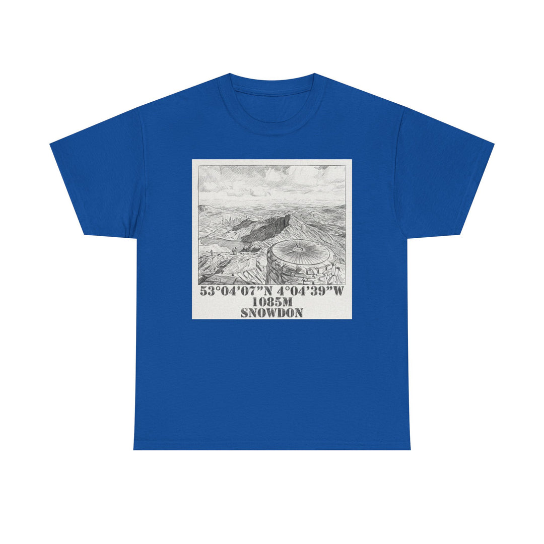 Snowdon Mountain Tee — Vintage Map Illustration with Coordinates