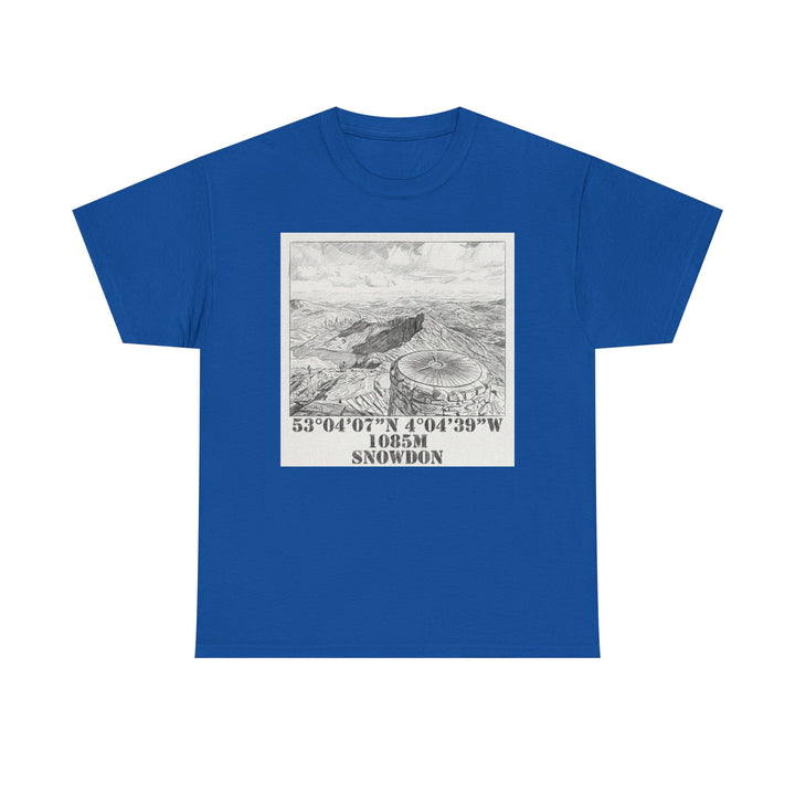 Snowdon Mountain Tee — Vintage Map Illustration with Coordinates
