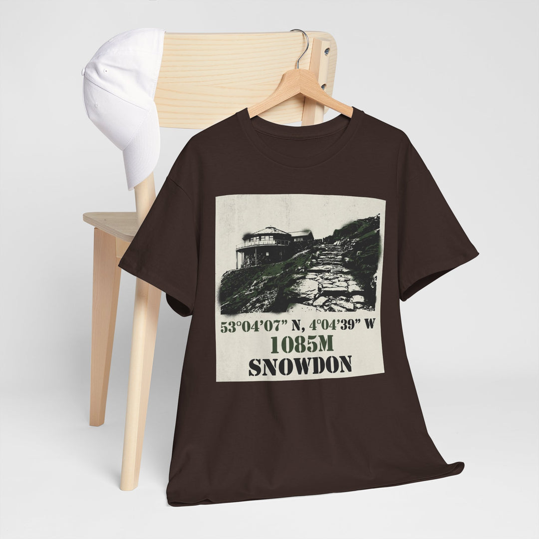 Snowdon 1085m Vintage Summit Tee — Mountain Coordinates Graphic T‑Shirt