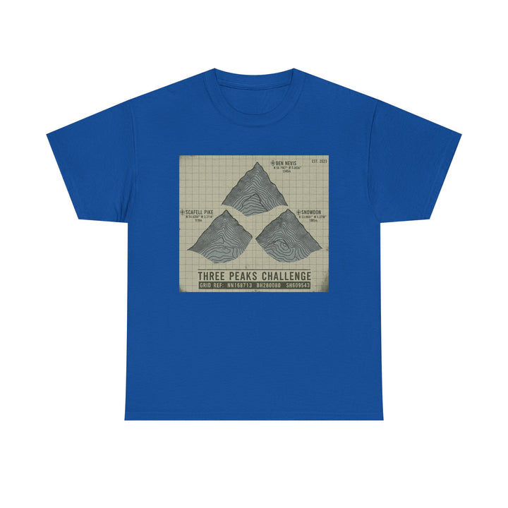 Three Peaks Challenge Graphic T-Shirt — Retro UK Mountain Summit Tee