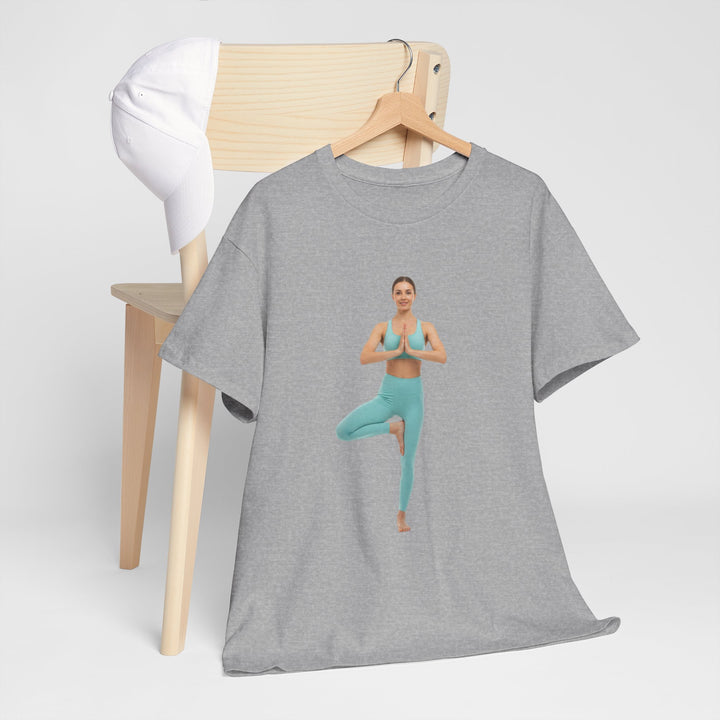 Yoga Pose Tee – soft, breathable cotton featuring a stylish yoga pose design. Perfect for yoga practice, meditation, or casual mindful lifestyle wear.