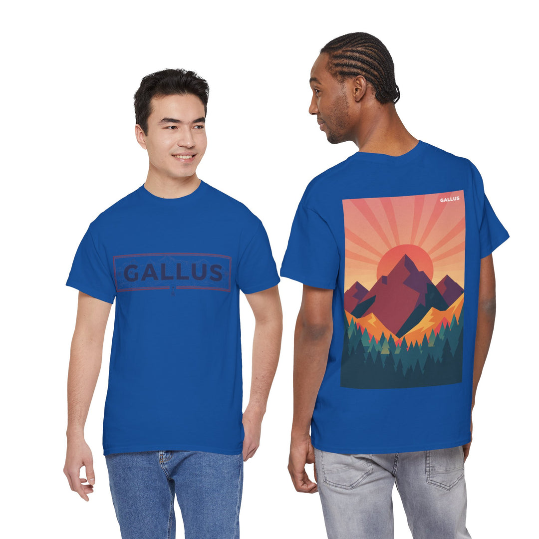 T-Shirt — Gallus Mountain Graphic Tee (Sunrise Landscape Back Print)