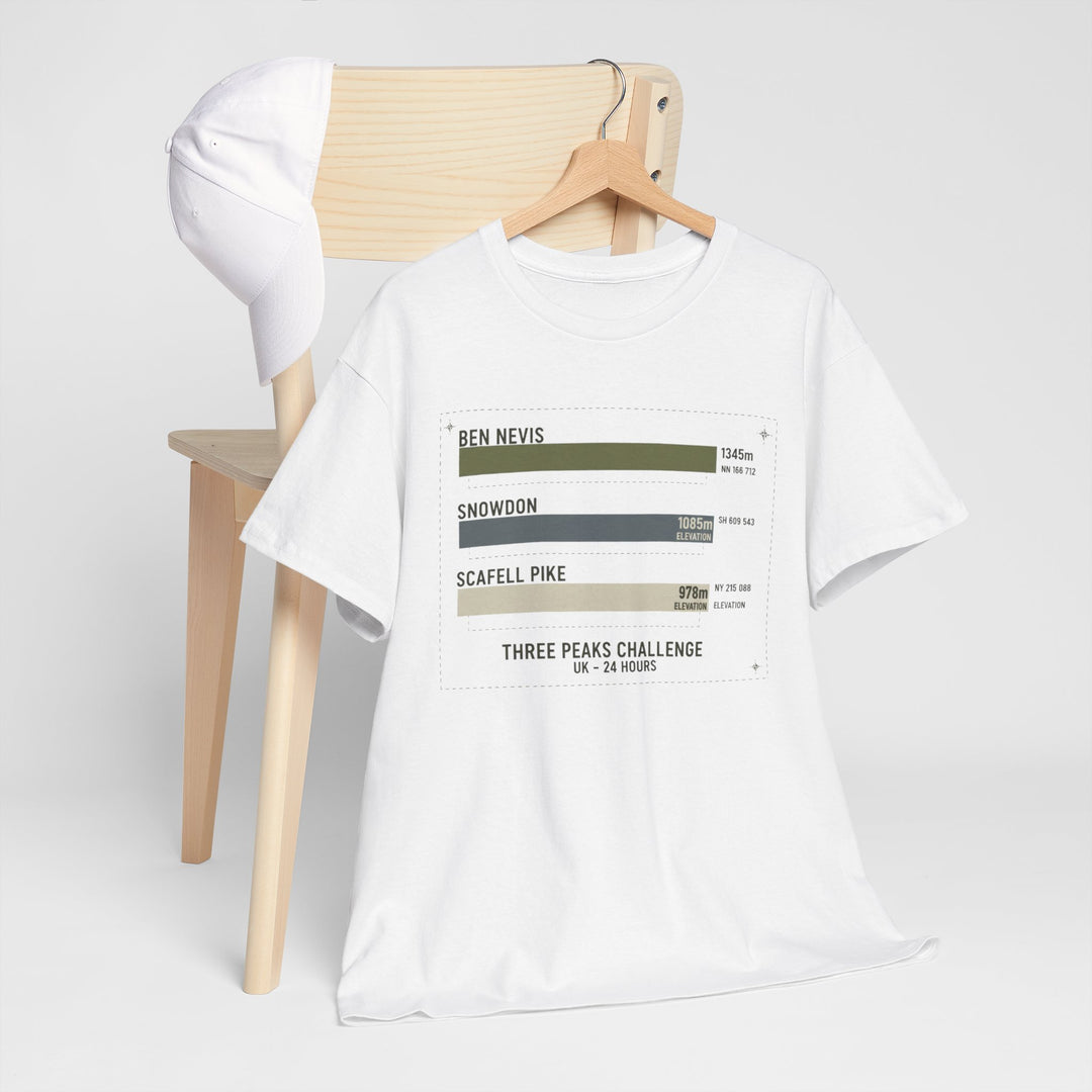 Three Peaks Challenge Graphic T-Shirt — Retro UK Mountain Hiking Tee