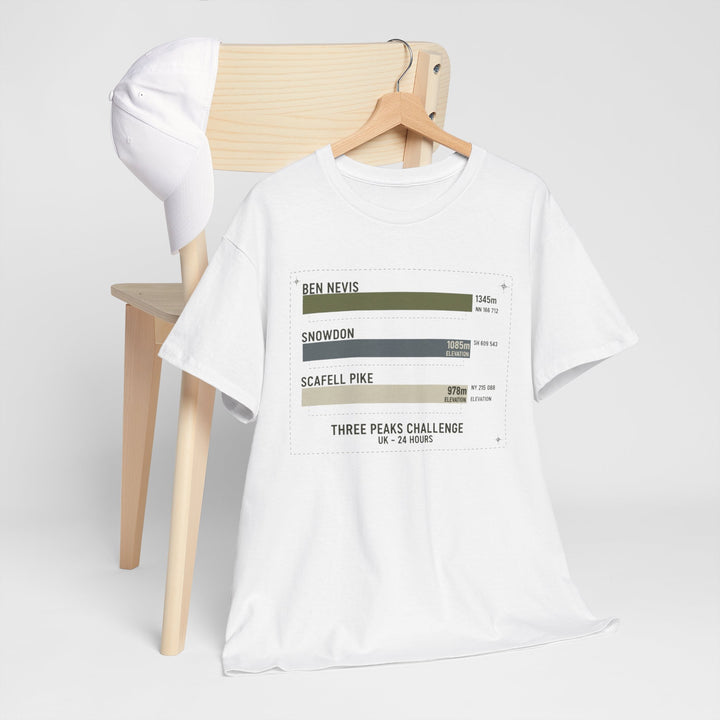 Three Peaks Challenge Graphic T-Shirt — Retro UK Mountain Hiking Tee