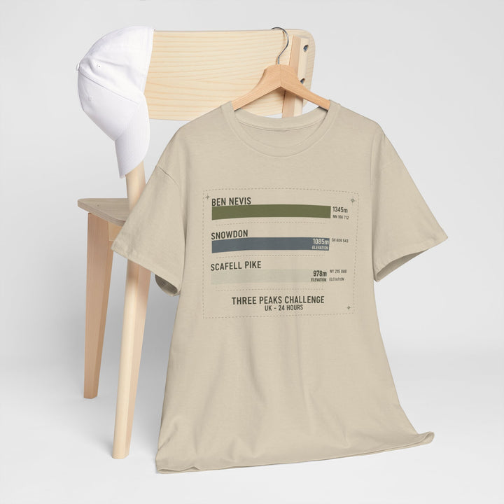 Three Peaks Challenge Graphic T-Shirt — Retro UK Mountain Hiking Tee