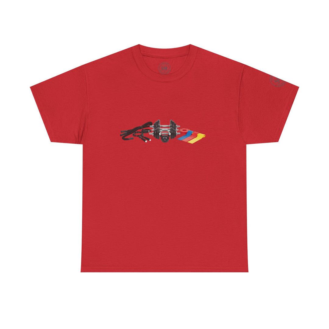 Red t-shirt by S&amp;W Gallus, featuring circuit setup graphic, crew neck, and short sleeves.