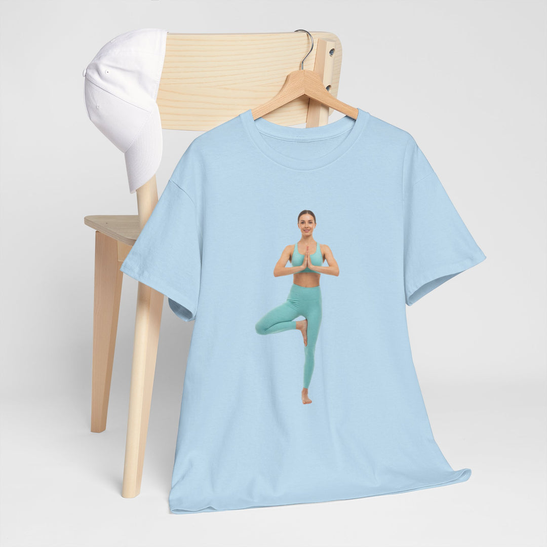 Yoga Pose Tee – soft, breathable cotton featuring a stylish yoga pose design. Perfect for yoga practice, meditation, or casual mindful lifestyle wear.