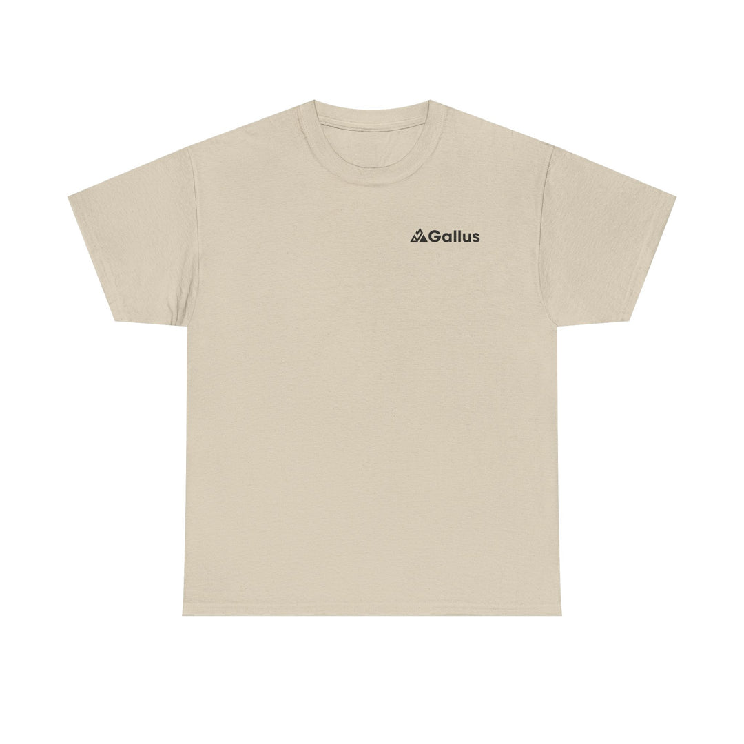 Mountain Sunset Graphic Tee — Vintage Nature Poster Back Print