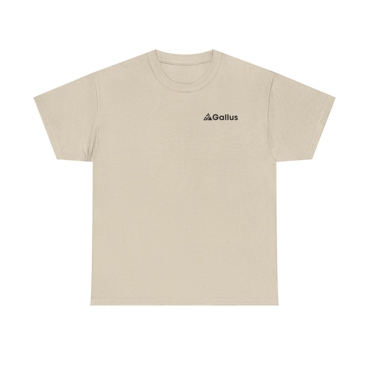 Mountain Sunset Graphic Tee — Vintage Nature Poster Back Print