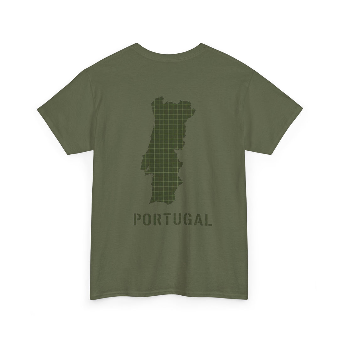 Portugal Map T-Shirt — Vintage Green Grid Portugal Tee