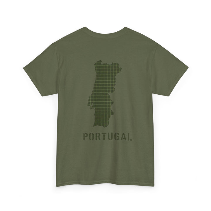 Portugal Map T-Shirt — Vintage Green Grid Portugal Tee
