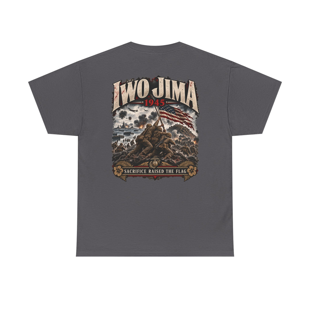 Iwo Jima 1945 Memorial T-Shirt — Sacrifice Raises the Flag Graphic Tee
