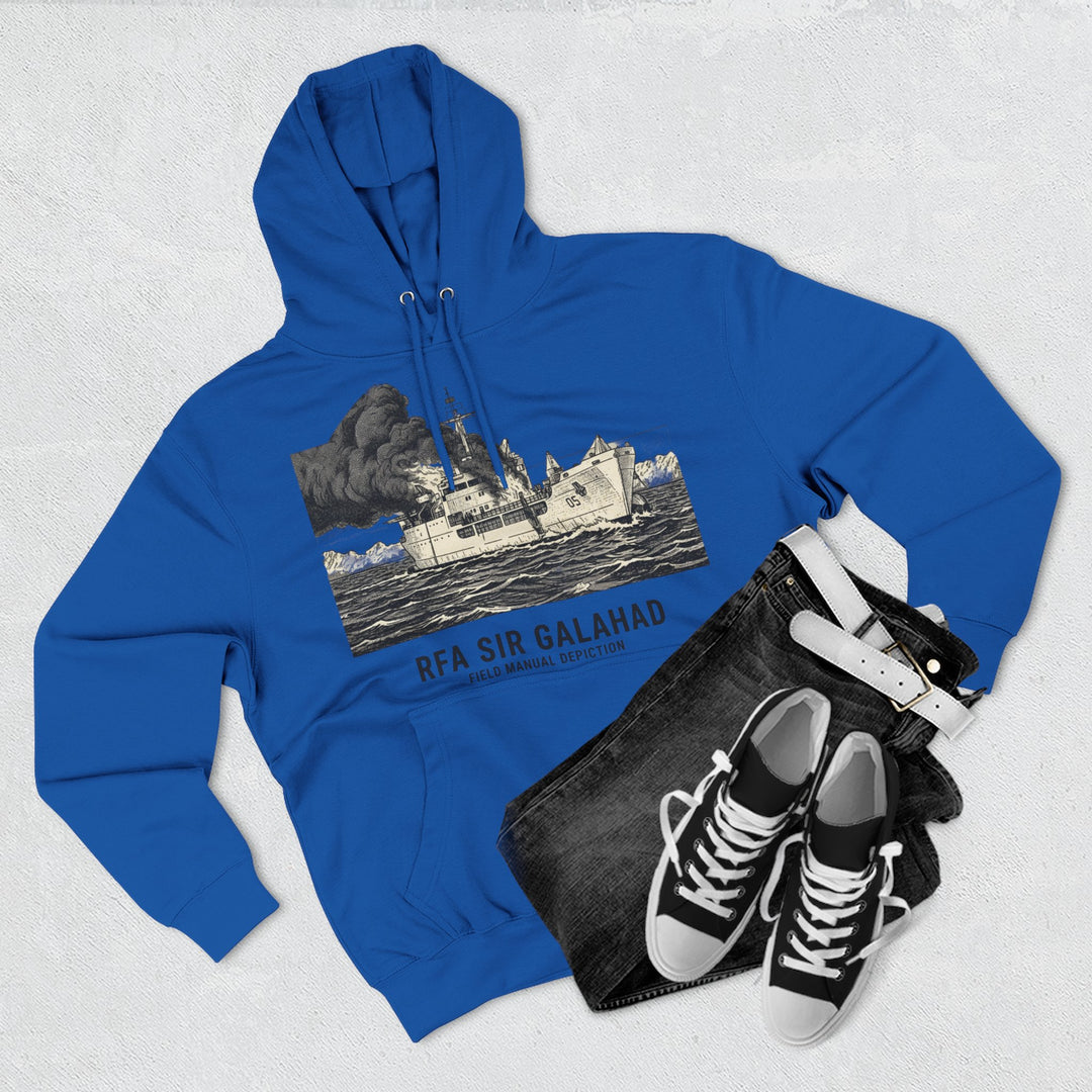 RFA Sir Galahad Graphic Hoodie — Retro Ship Illustration &amp; Gallus S&amp;W Logo