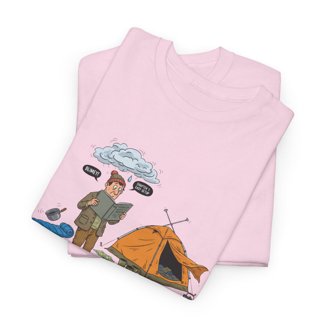 Retro Mountain Camping Graphic T-Shirt — Vintage Campfire Adventure Tee