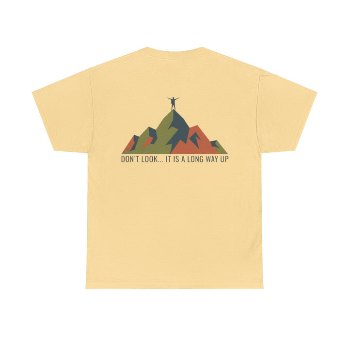 Gallus Mountains T‑Shirt — "Don’t Look… It Is A Long Way Up" Adventure Tee
