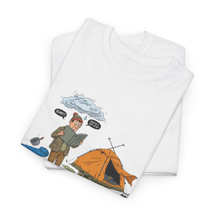 Retro Mountain Camping Graphic T-Shirt — Vintage Campfire Adventure Tee