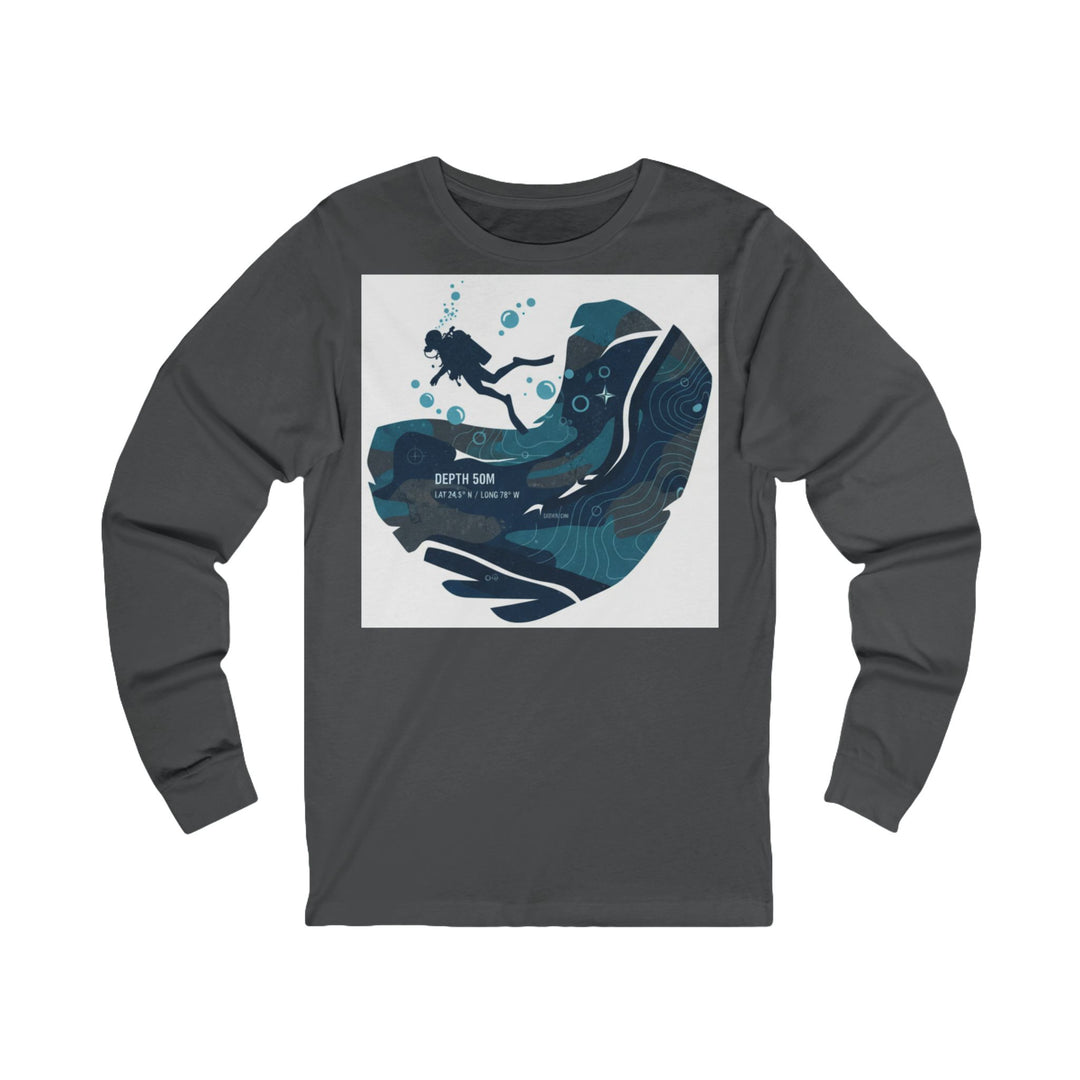 Charcoal long-sleeve tee from S&amp;W Gallus with a scuba diving themed graphic.