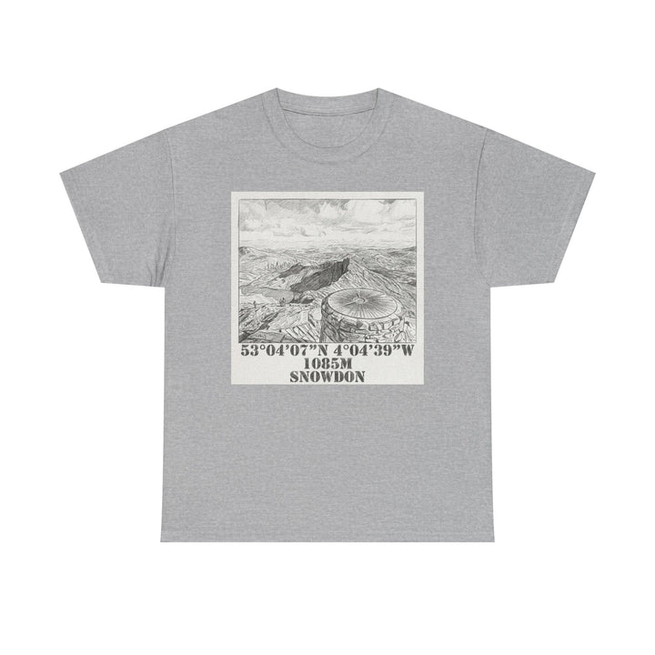Snowdon Mountain Tee — Vintage Map Illustration with Coordinates
