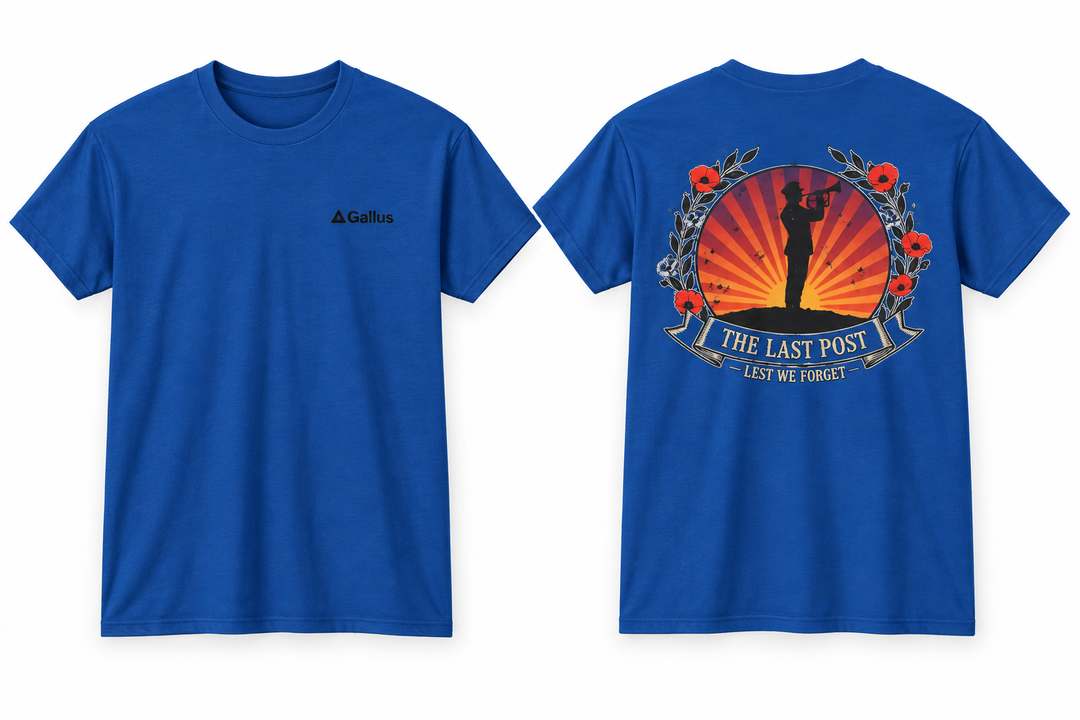 The Last Post Remembrance T-Shirt — Military Tribute — Gallus primary hero mockup