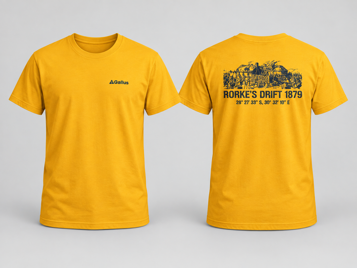 Rorke’s Drift 1879 T-Shirt — Anglo-Zulu War Battle — Gallus primary hero mockup