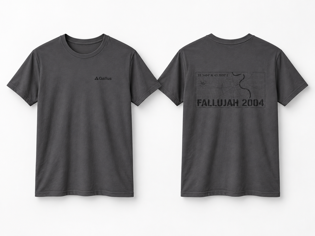 Fallujah 2004 Map T-Shirt — Iraq War — Gallus primary hero mockup