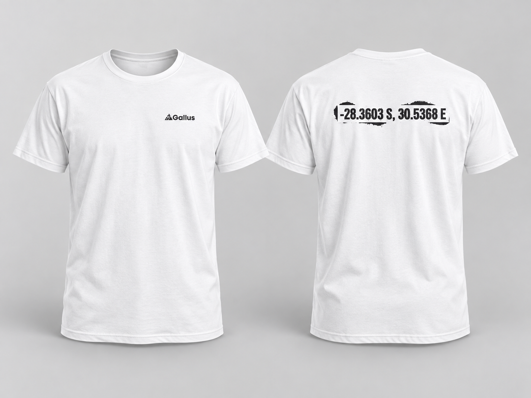 Rorke’s Drift Coordinates T-Shirt — 22–23 January 1879 — Gallus primary hero mockup