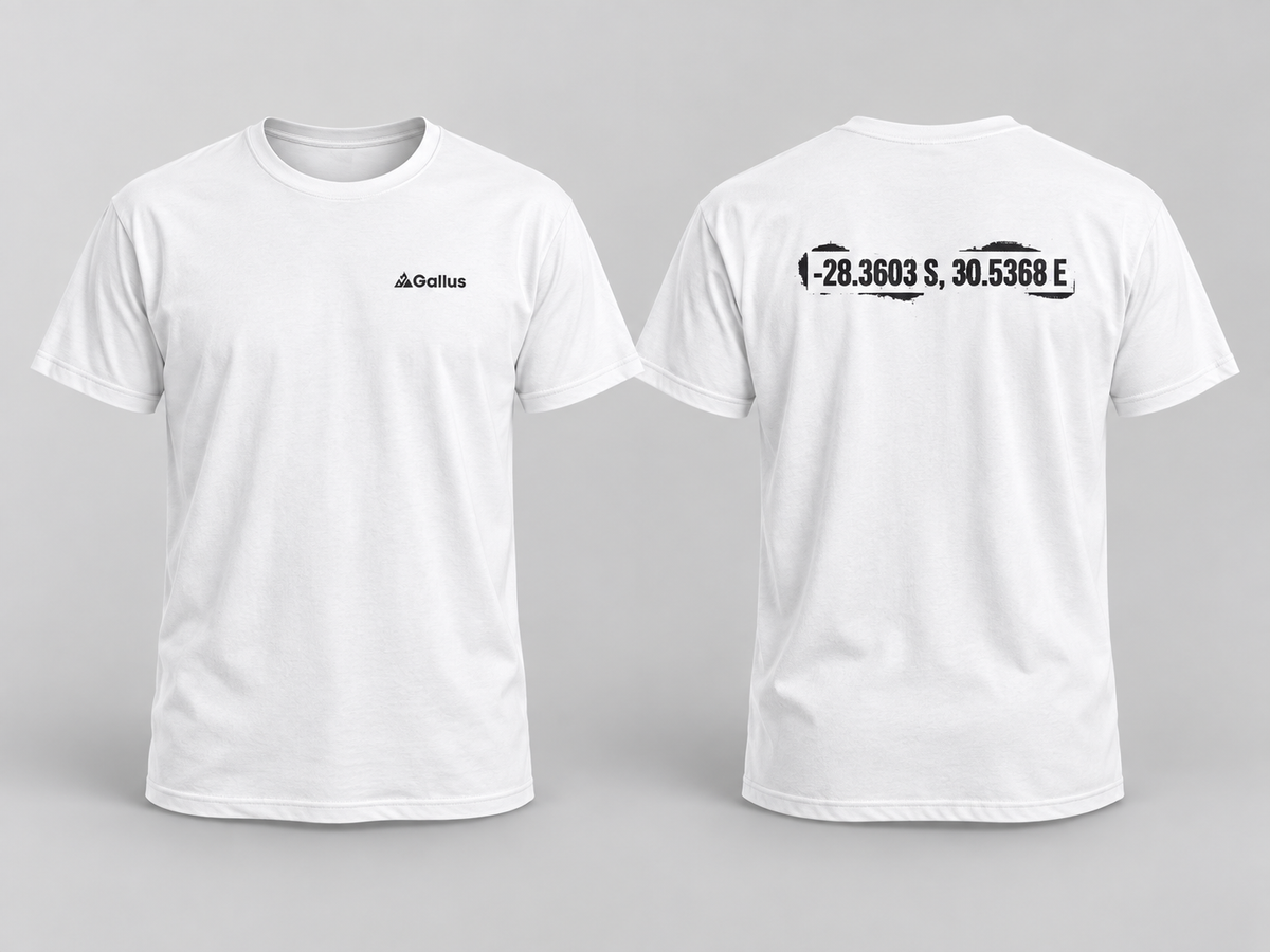 Rorke’s Drift Coordinates T-Shirt — 22–23 January 1879 — Gallus primary hero mockup