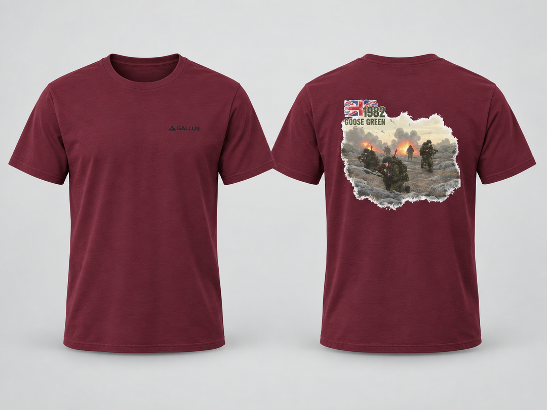 Goose Green 28–29 May 1982 T-Shirt — Falklands War — Gallus primary hero mockup