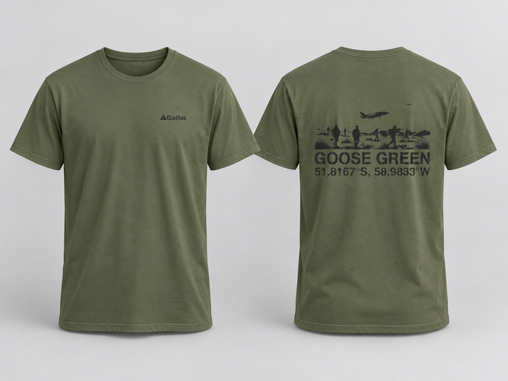Goose Green 1982 T-Shirt — Falklands War Heritage — Gallus primary hero mockup