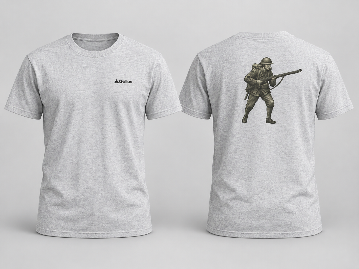 WWI Soldier 1917 T-Shirt — First World War Infantry — Gallus primary hero mockup