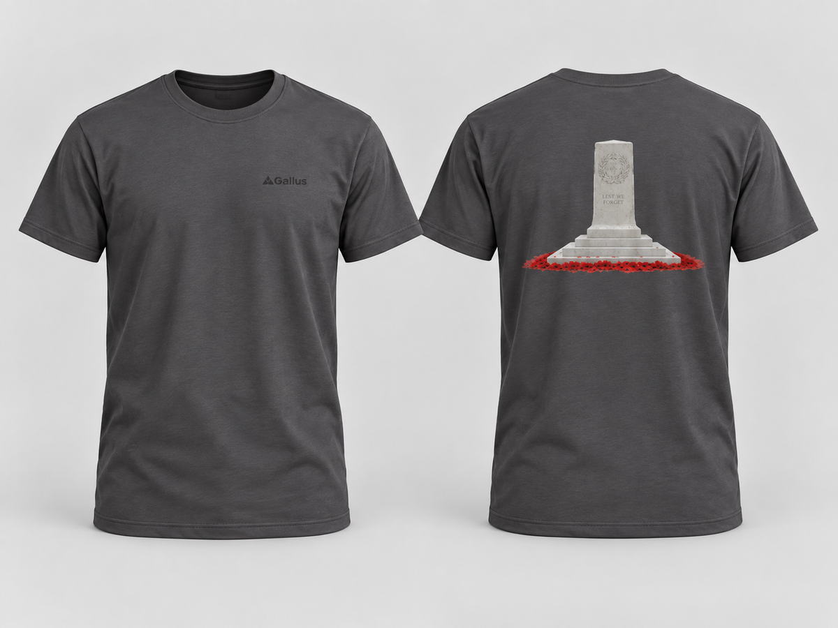 Cenotaph Remembrance T-Shirt — Whitehall Memorial — Gallus primary hero mockup