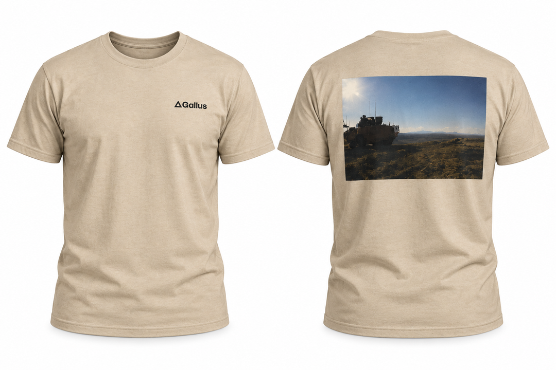 Warrior IFV Helmand 2009 T-Shirt — Operation HERRICK — Gallus primary hero mockup