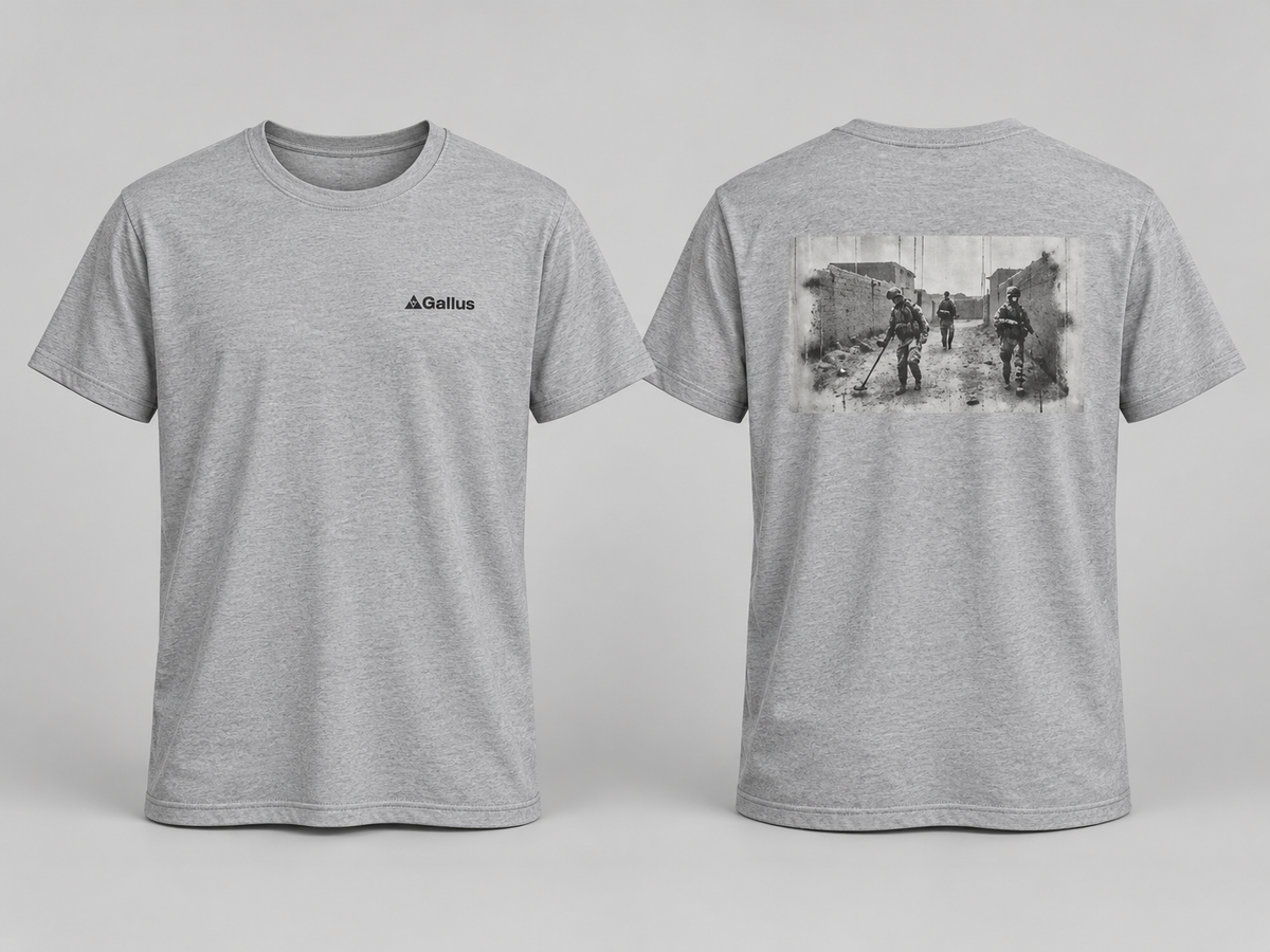 Helmand Vallon Operator T-Shirt — Counter-IED Patrol — Gallus primary hero mockup