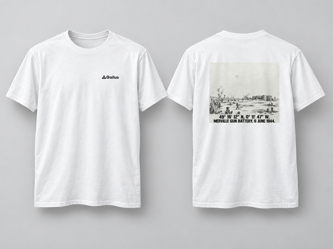 Merville Gun Battery D-Day T-Shirt — Normandy 1944 — Gallus primary hero mockup