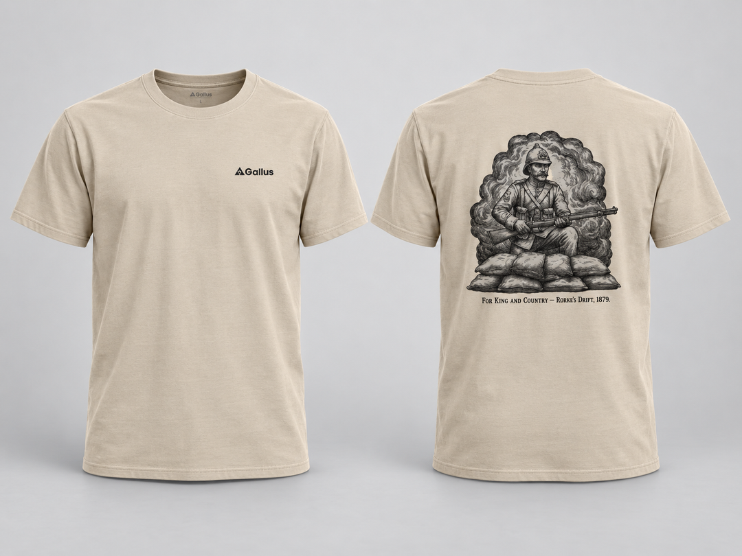 Anglo-Zulu War Soldier 1879 T-Shirt — Rorke’s Drift Era — Gallus primary hero mockup