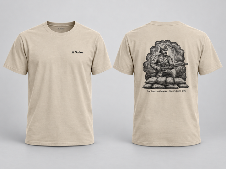 Anglo-Zulu War Soldier 1879 T-Shirt — Rorke’s Drift Era — Gallus primary hero mockup