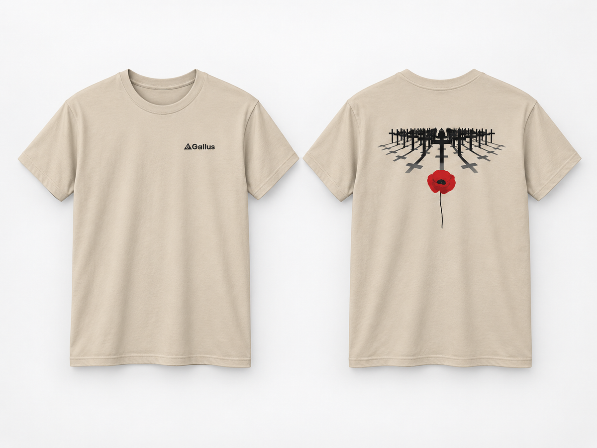 Silent Field Remembrance T-Shirt — Great War Cemeteries — Gallus primary hero mockup