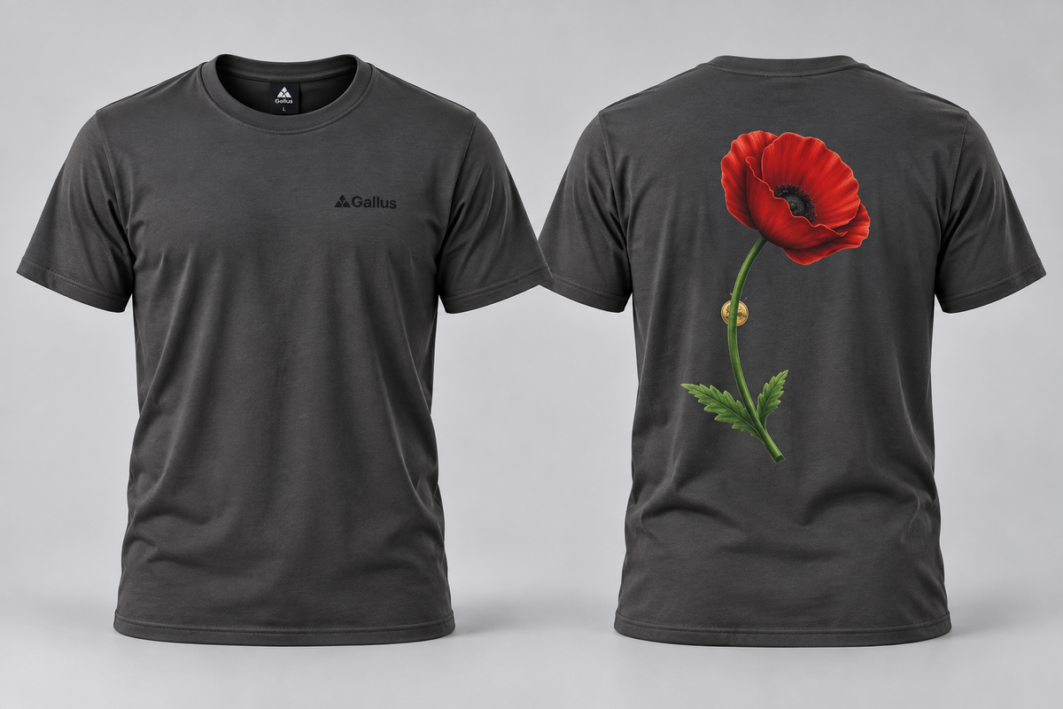 Poppy Single Bloom T-Shirt — Remembrance — Gallus primary hero mockup